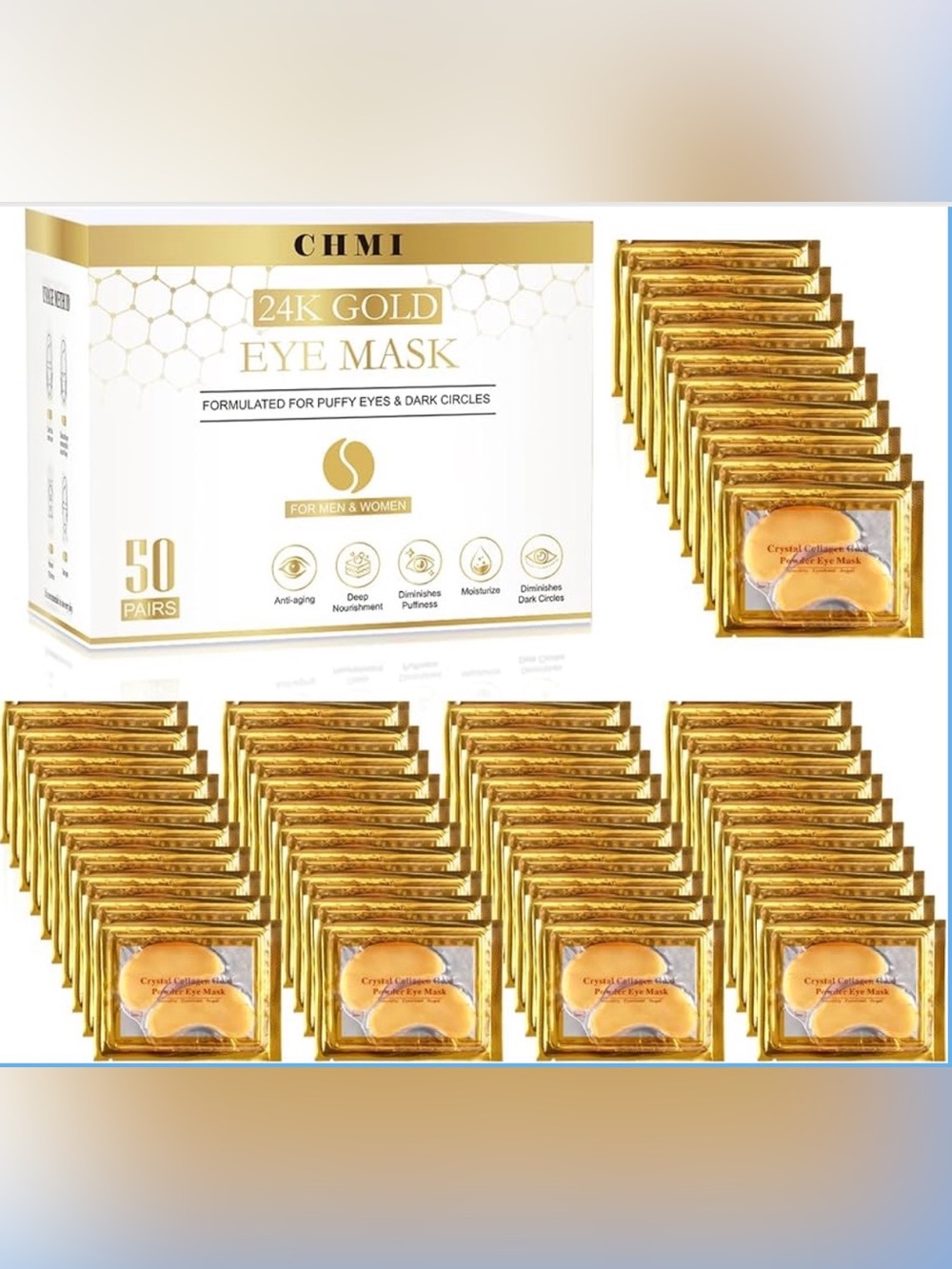 50 pairs 24K Gold Eye Mask - Gold Hydrating Eye Patches